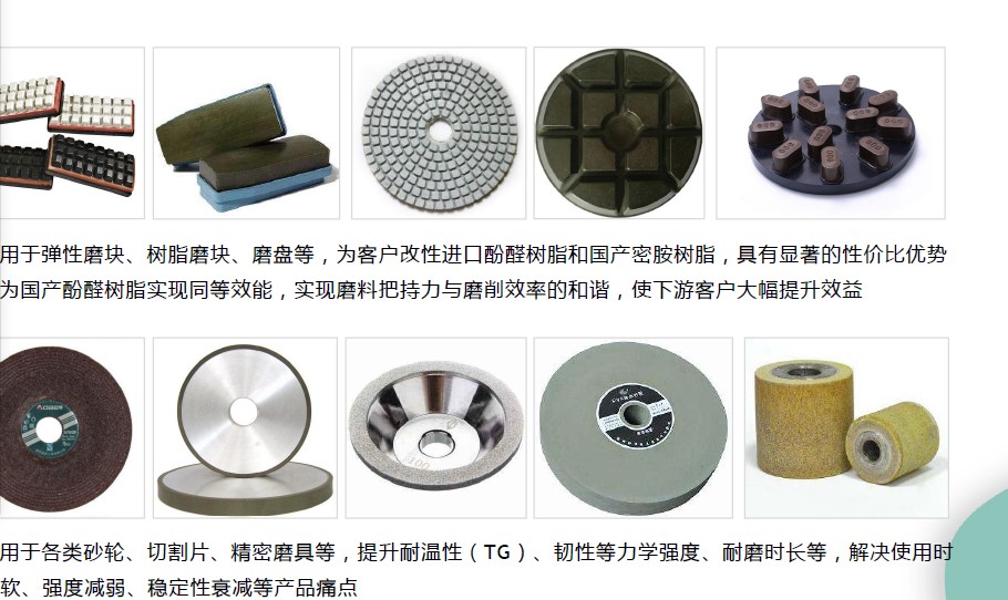 以白石墨烯對酚醛/密胺樹脂進行改性，可對應用于磨料磨具的產品提升鋒利度或耐磨 壽命，解決此消彼長的矛盾；